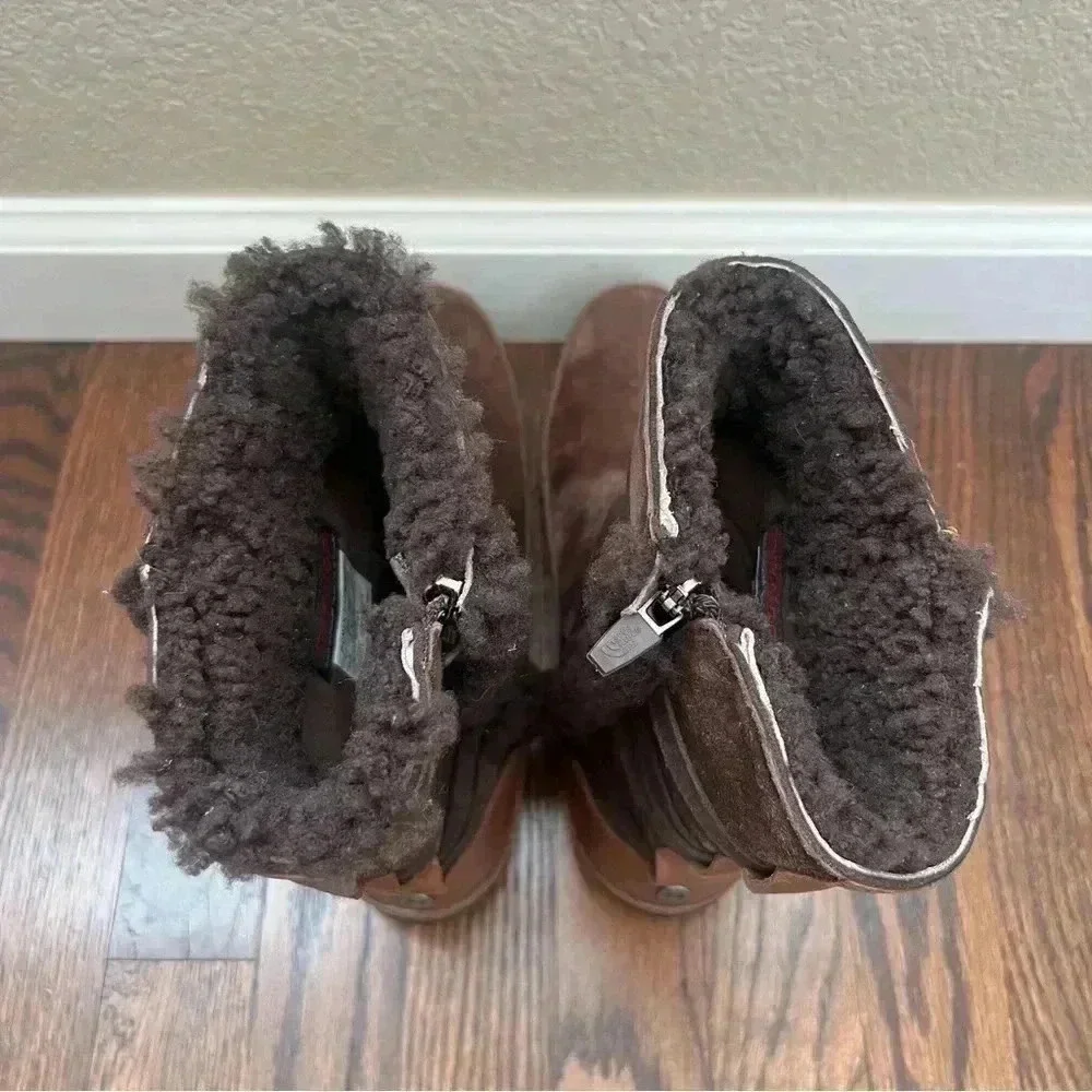 The North Face Isabel II Winter Boots Women’s Size 9 Brown Leather Side Zip